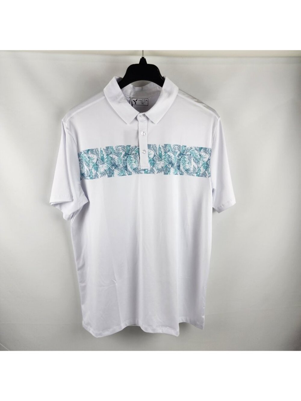 Yatta Golf Shirt Mens XL White Multi Palm Fringe S/S Polo NWT
